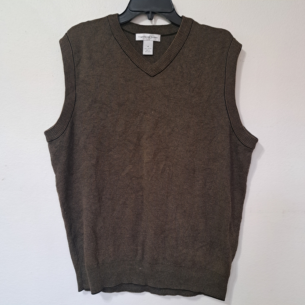 VTG Cypress Links Sweater Vest M Prep Dark Academia Cotton Tweed V-neck Preppy